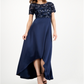 Vestido de noite feminino Adrianna Papell com bordado metálico, azul, tamanho 12