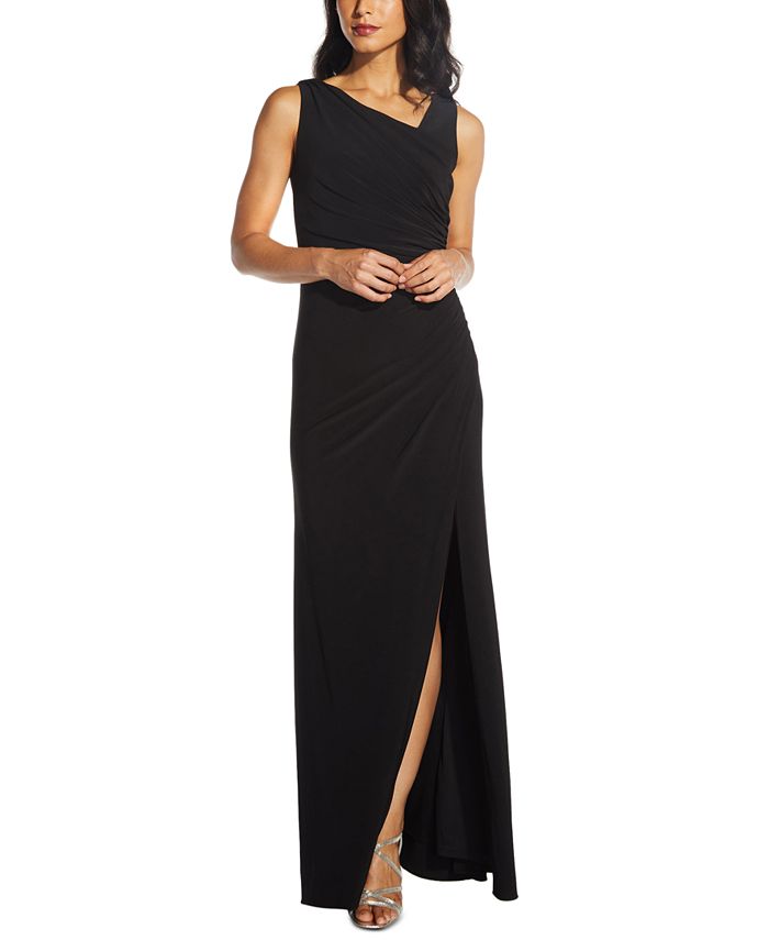 Vestido assimétrico com costas enfeitadas, preto, tamanho 12, da Adrianna Papell