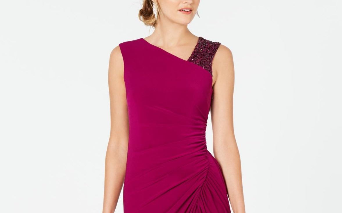 Vestido de festa longo com lantejoulas e decote em joia, sem mangas, tamanho 16, feminino, Adrianna Papell