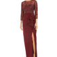 Vestido coluna feminino Adrianna Papell com contas, vermelho, tamanho 16