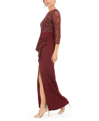 Adrianna Papell Women's Beaded Column Gown Red Size 16