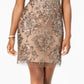 Vestido de malha com lantejoulas e damasco feminino Adrianna Papell, marrom, tamanho 14