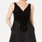 Vestido feminino Adrianna Papell com decote em V e amarração na cintura, preto, tamanho 16