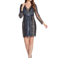 Vestido tubinho listrado e enfeitado Adrianna Papell feminino, preto, tamanho 4