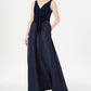 Vestido feminino Adrianna Papell com decote em V e amarração na cintura, azul, tamanho 6