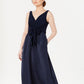 Vestido feminino Adrianna Papell com decote em V e amarração na cintura, azul, tamanho 6
