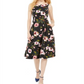 Vestido evasê floral feminino Adrianna Papell, preto, tamanho 12