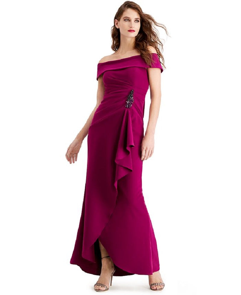Vestido feminino com babados em cascata, rosa, tamanho 10, da Adrianna Papell