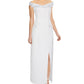 Vestido de festa longo com fenda e ombro de fora, sem mangas, estilo smoking, branco, tamanho 10, para mulheres, Adrianna Papell