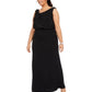 Vestido feminino Adrianna Papell Bluson com decote canoa, preto, tamanho 20