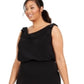Vestido feminino Adrianna Papell Bluson com decote canoa, preto, tamanho 20
