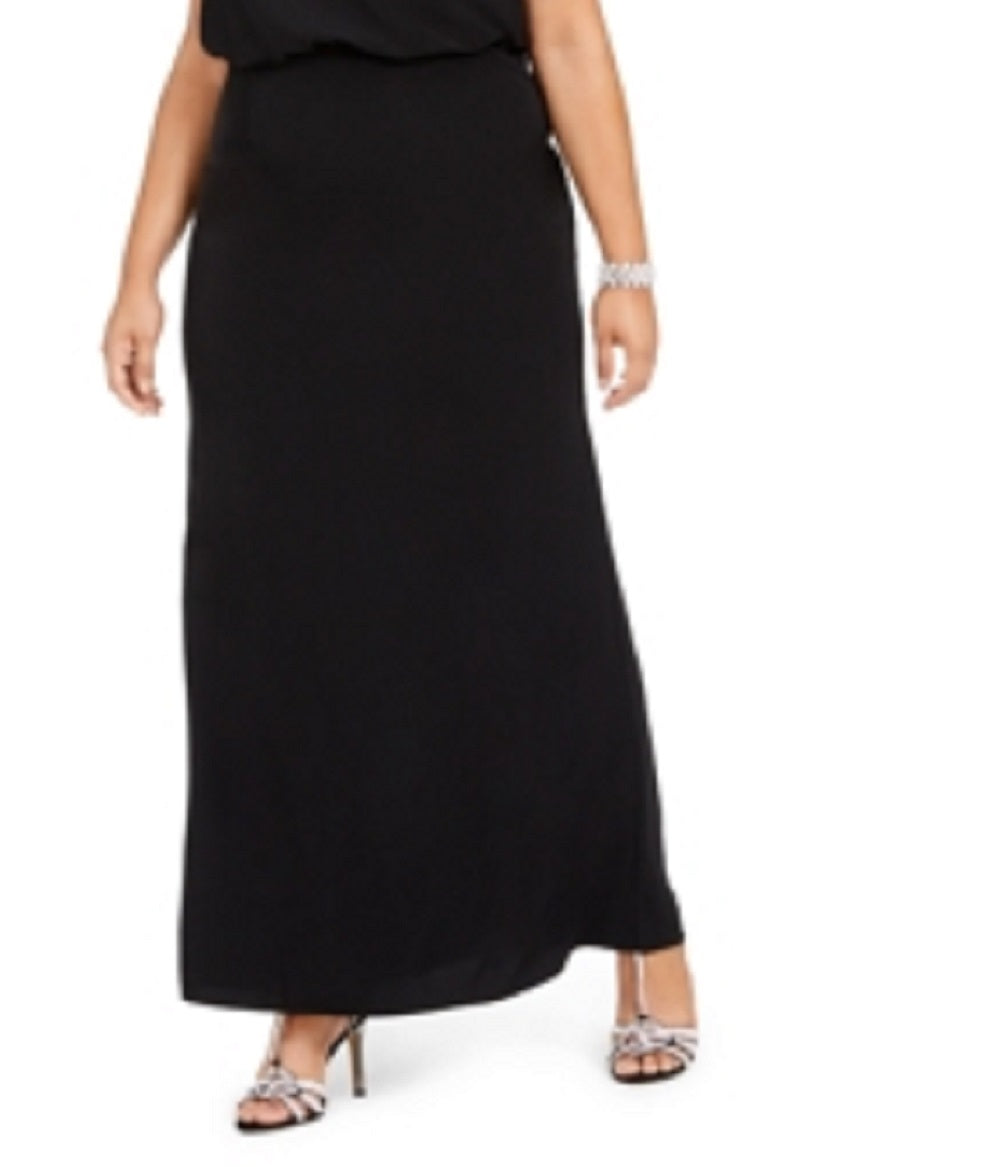 Vestido feminino Adrianna Papell Bluson com decote canoa, preto, tamanho 20