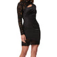 Vestido justo de cetim líquido e renda feminino Aidan By Aidan Mattox, preto, tamanho 4
