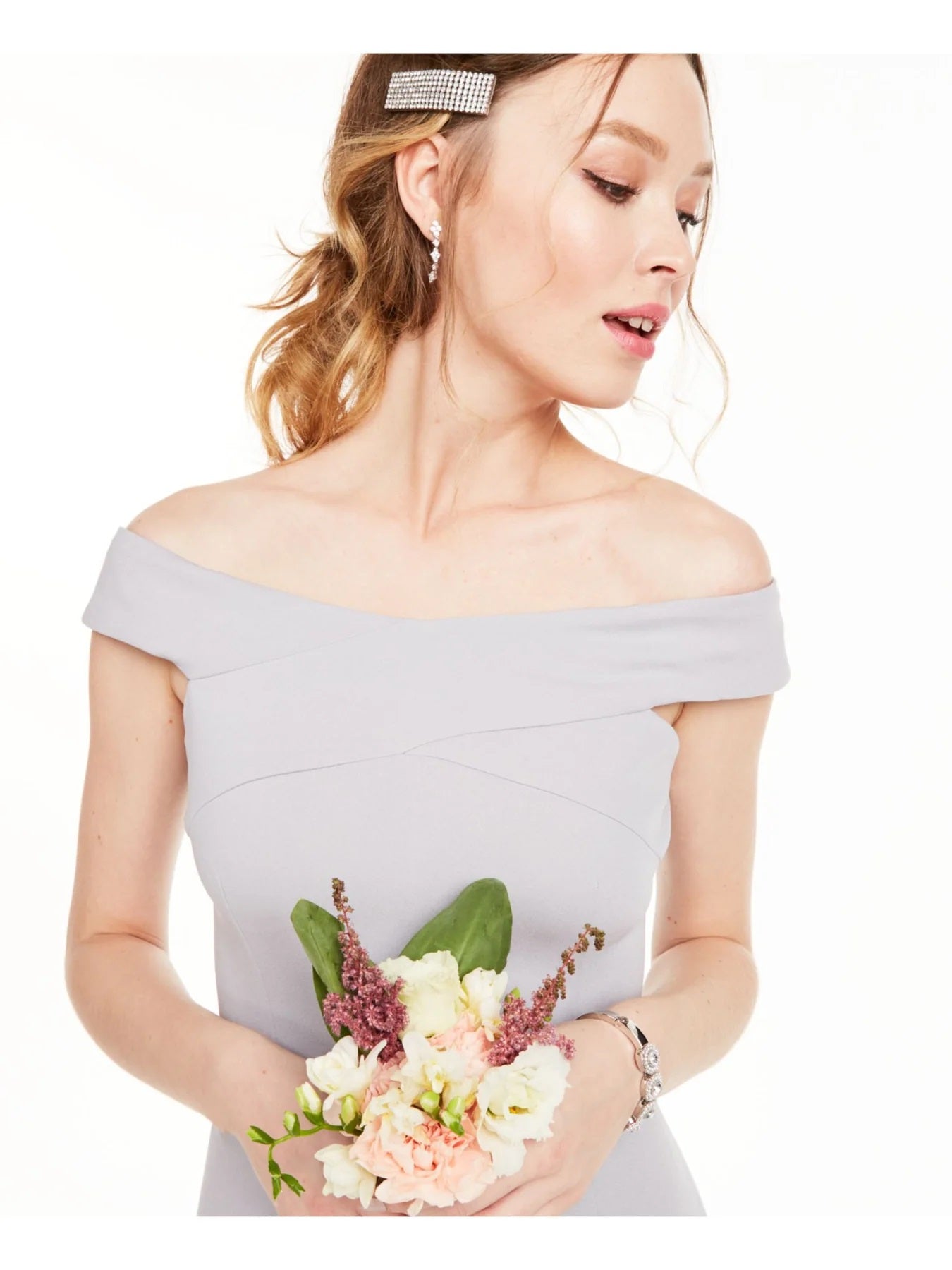 Vestido longo de noite feminino Adrianna Papell em malha cinza, tamanho 4