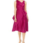 Vestido formal feminino Adrianna Papell, liso, sem mangas, decote em V, comprimento até o joelho, estilo flare, rosa, tamanho 6
