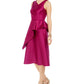 Vestido formal feminino Adrianna Papell, liso, sem mangas, decote em V, comprimento até o joelho, estilo flare, rosa, tamanho 6