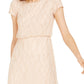 Vestido longo feminino Adrianna Papell, manga curta, com sobreposição, marrom, tamanho 16