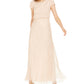 Vestido longo feminino Adrianna Papell, manga curta, com sobreposição, marrom, tamanho 16
