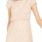 Vestido longo feminino Adrianna Papell, manga curta, com sobreposição, marrom, tamanho 16