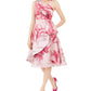 Vestido feminino estampado em mikado midi, rosa, tamanho 16, Adrianna Papell
