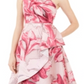 Vestido feminino estampado em mikado midi, rosa, tamanho 16, Adrianna Papell