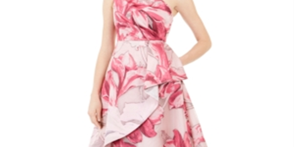 Vestido feminino estampado em mikado midi, rosa, tamanho 16, Adrianna Papell