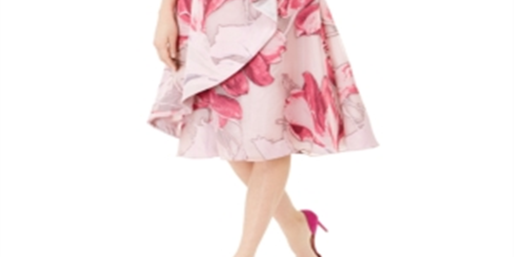 Vestido feminino estampado em mikado midi, rosa, tamanho 16, Adrianna Papell
