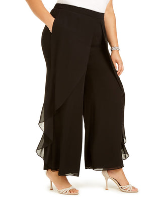 Adrianna Papell Women's Chiffon Dress Pants Black Size 20