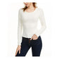 FRESHMAN FOREVER Womens Ivory Textured Long Sleeve Crew Neck Top Juniors L