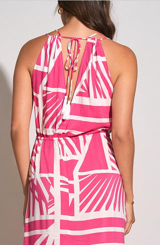 Elan - Vestido longo com estampa geométrica de Barbados