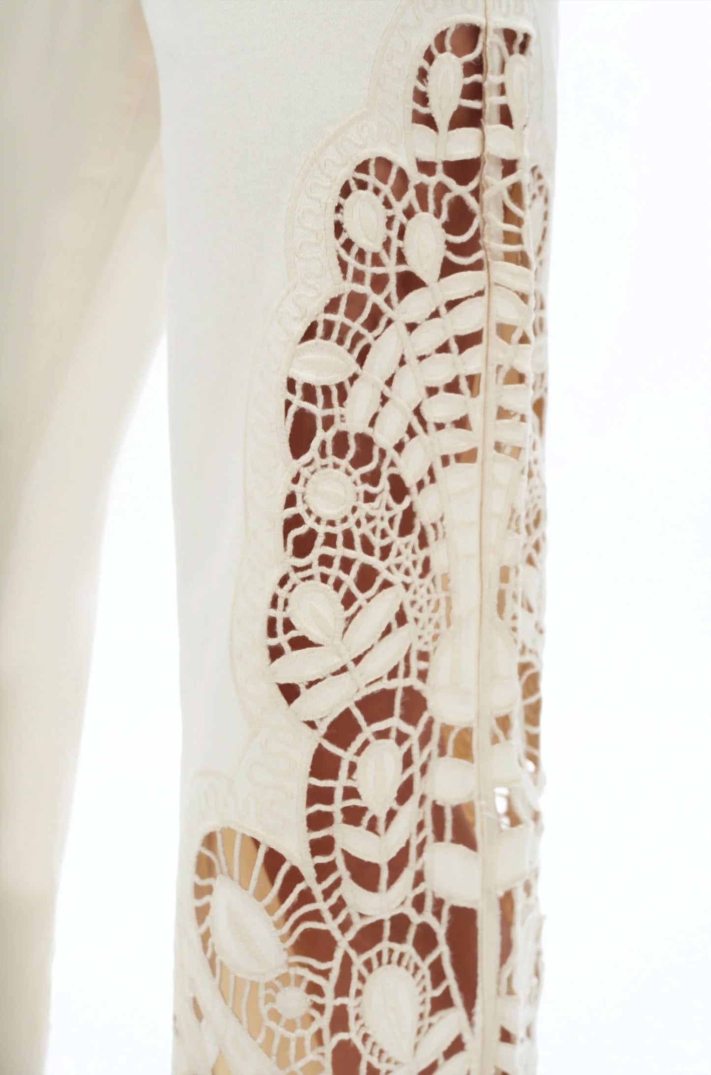 Bayeas - Embroidered High Rise Wide Leg Pants