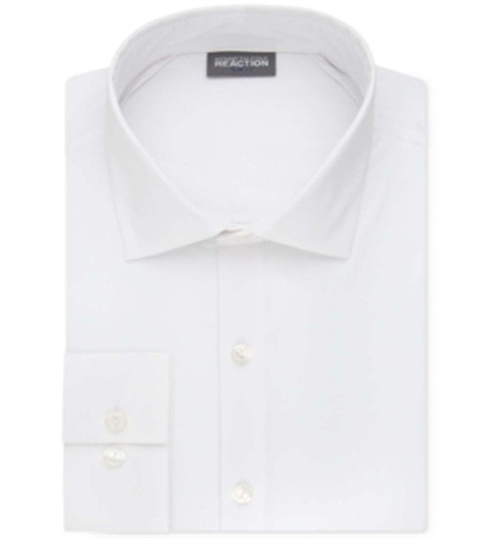 Camisa social masculina Kenneth Cole Reaction Slim Fit Techni Cole Flex Collar Solid, branca, tamanho 15,5