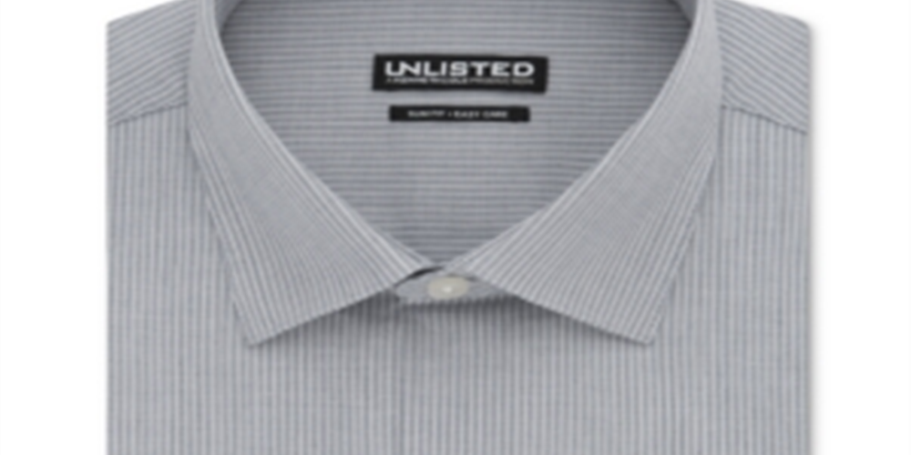 Camisa social listrada slim fit masculina Kenneth Cole, cinza, tamanho 18x18,5