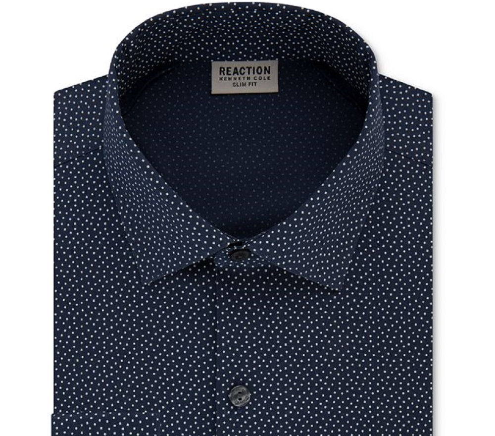 Camisa social masculina Kenneth Cole Reaction Slim Fit Flex Azul Tamanho 16X32X33