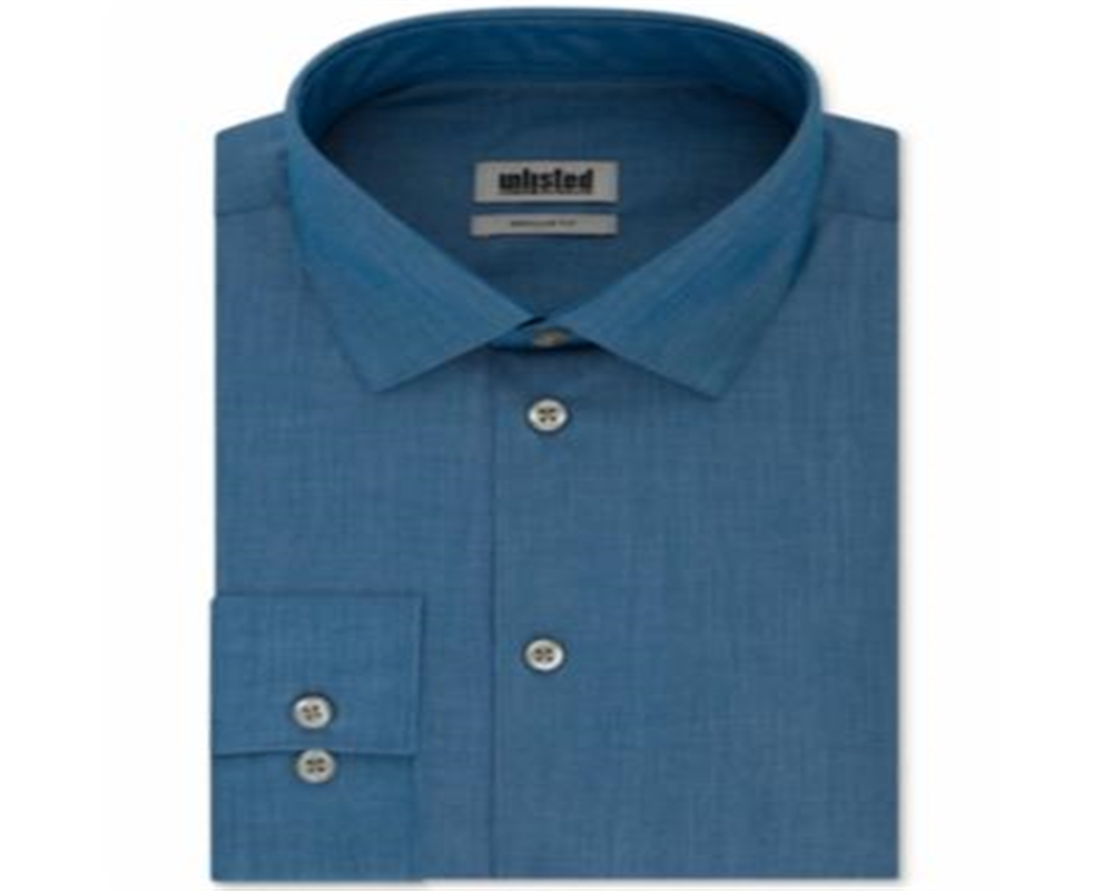 Camisa social masculina Kenneth Cole Regular Fit Solid Azul Tamanho -G