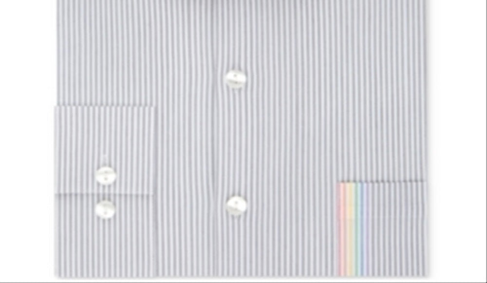 Camisa listrada masculina Kenneth Cole Reaction Slim Fit com botões, cinza, tamanho 16,5 x 32-33