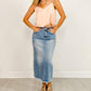 Risen - High-rise Frayed Long Denim Pencil Skirt
