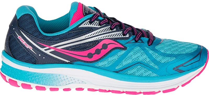 Tênis de corrida Saucony Girl'S Ride 9 azul/rosa tamanho 6 M EUA criança grande