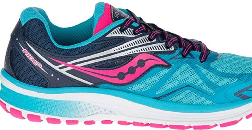 Tênis de corrida Saucony Girl'S Ride 9 azul/rosa tamanho 6 M EUA criança grande