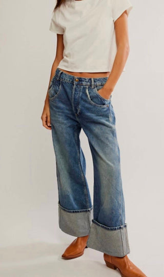 Free People - Calça Jeans Final Countdown de Cintura Média