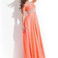 Rachel Allan - Beaded High Mesh Neck Chiffon Prom Gown