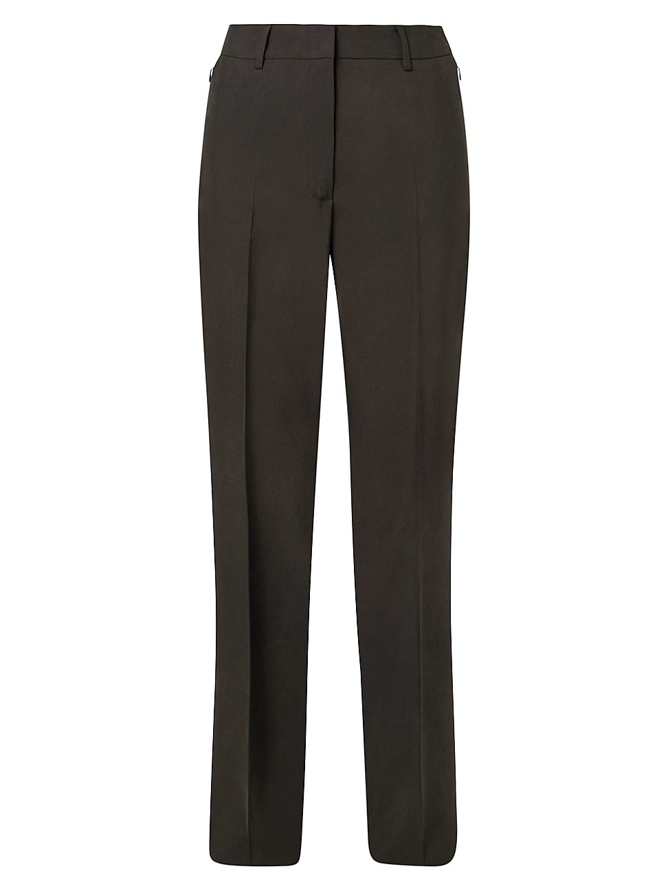 Calças femininas Akris Mulberry Silk de perna larga, tamanho 10