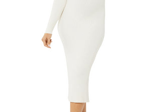 Vestido de maternidade Pietro Brunelli, manga comprida, creme e branco, tamanho grande