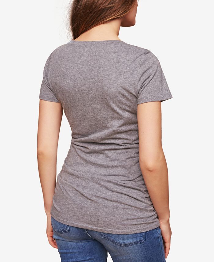 Camiseta Maternidade e Maternidade Feminina Adicionando um Pouco Mais de Amor à Nossa Família, Cinza, Tamanho X-S