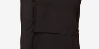 Top de amamentação em camadas para maternidade feminina, preto, tamanho médio