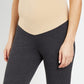 Leggings femininas elásticas essenciais para maternidade, cinza, tamanho pequeno