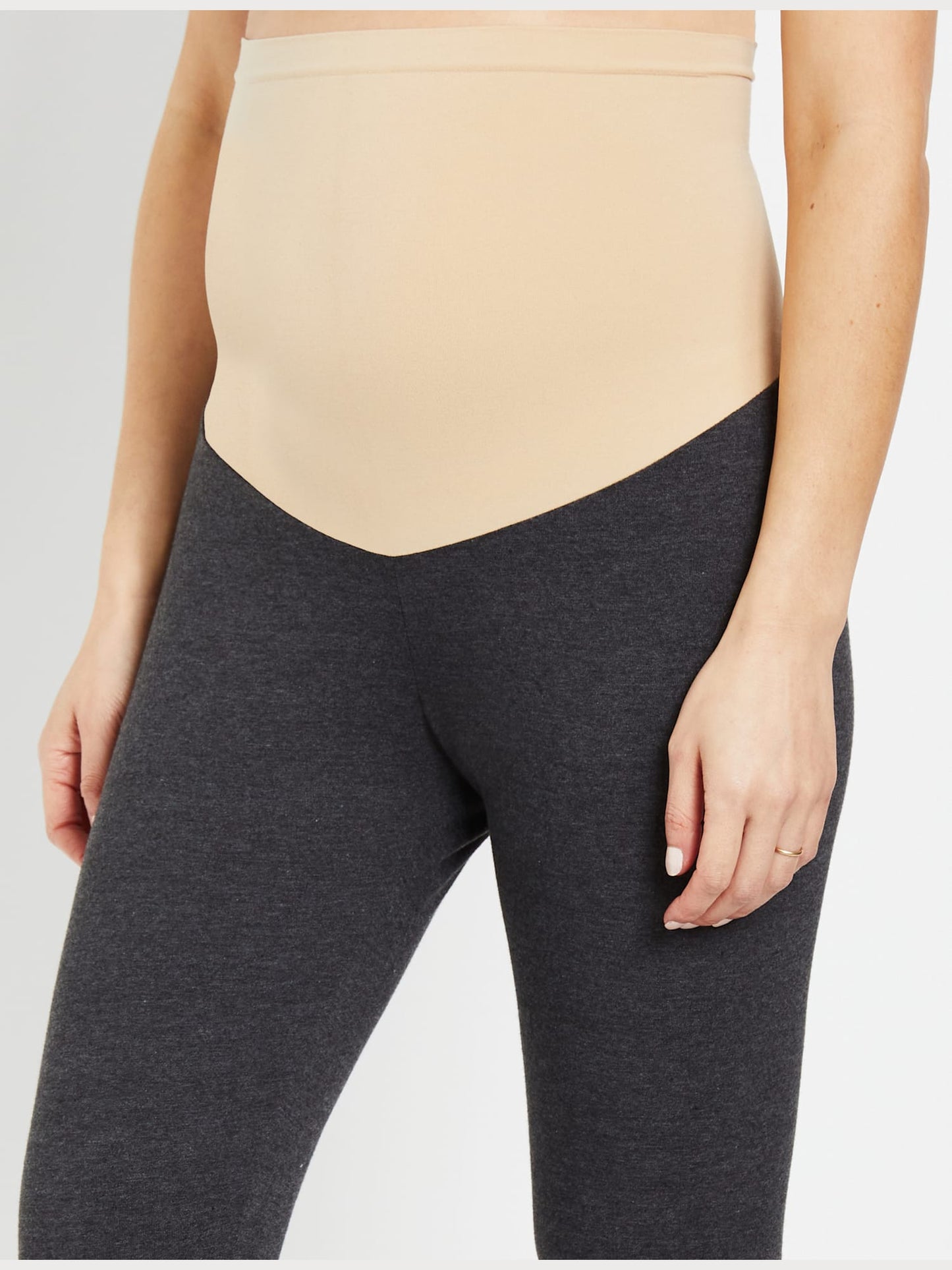 Leggings femininas elásticas essenciais para maternidade, cinza, tamanho pequeno
