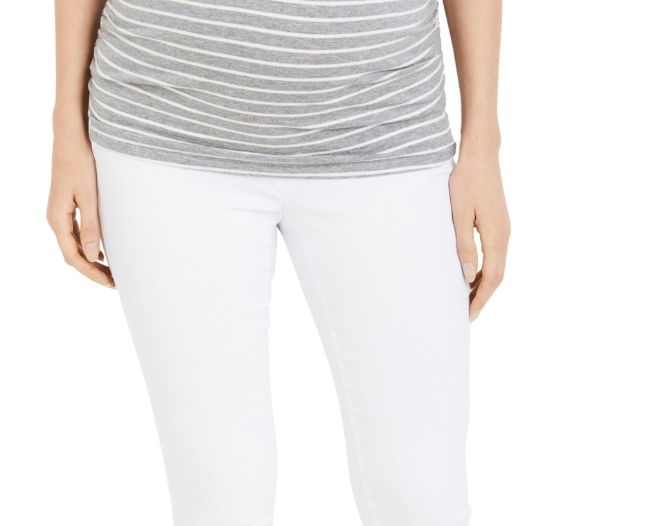 Calça Maternidade Maternidade Feminina The Maia Secret Fit Barriga Skinny Tornozelo Branca Tamanho Médio