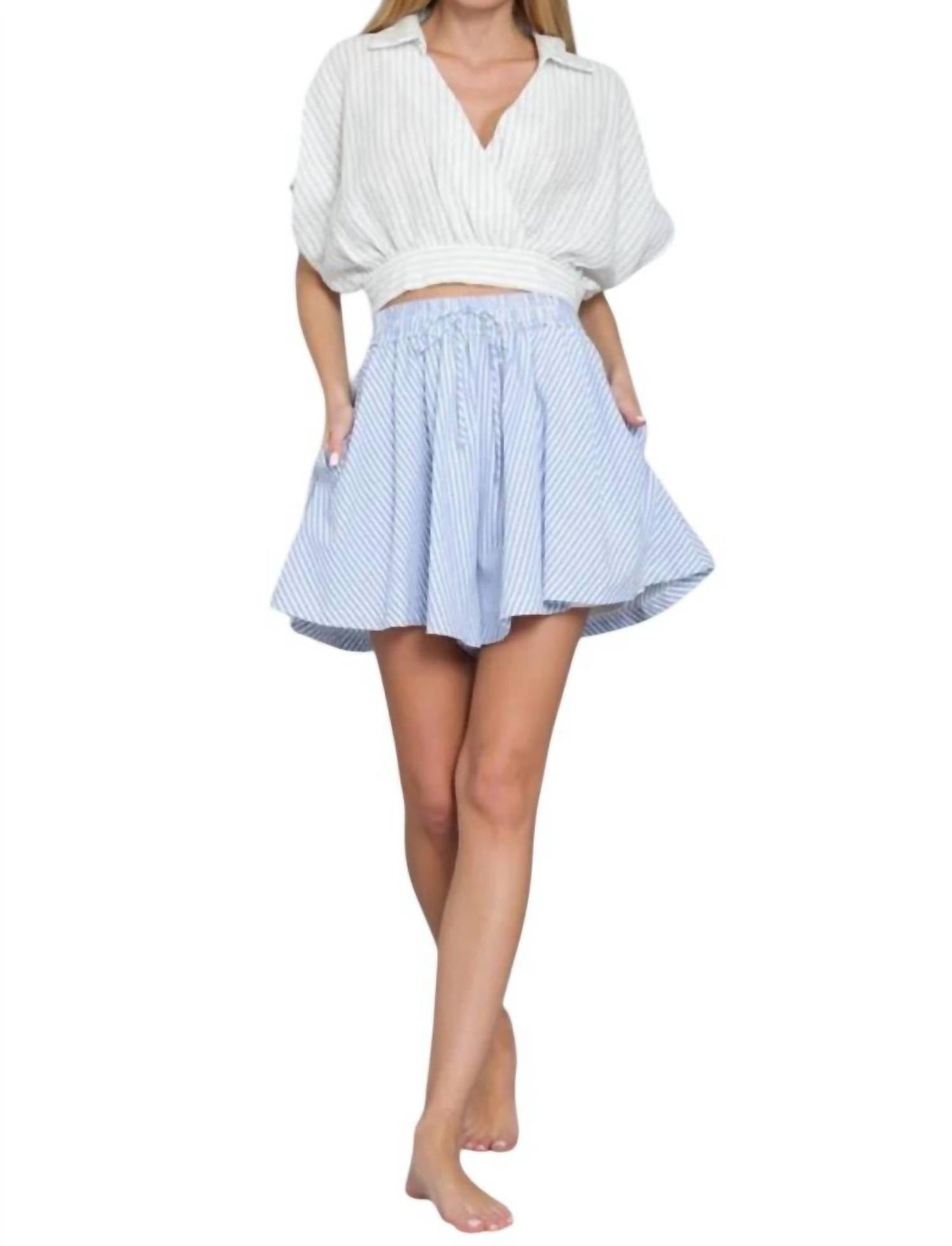 Aakaa - Marina Surplice Stripes Crop Top