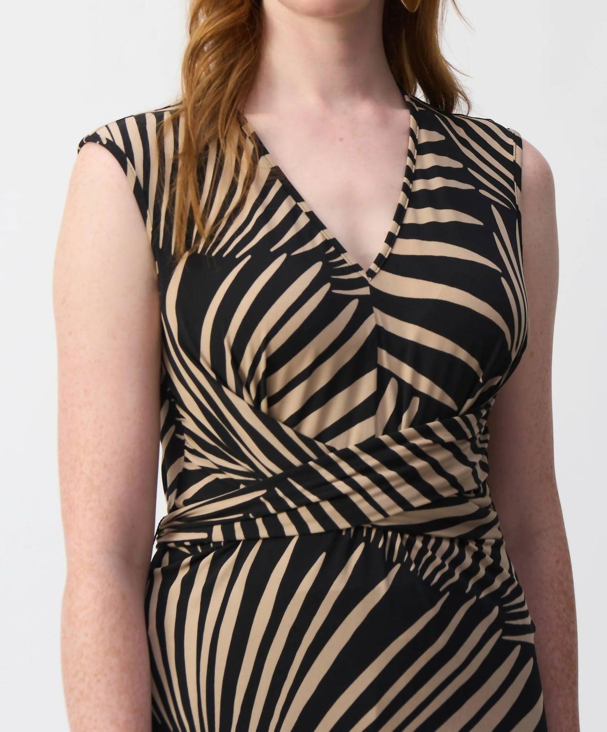 Joseph Ribkoff - Tropical Print Waist Sash Flared Top